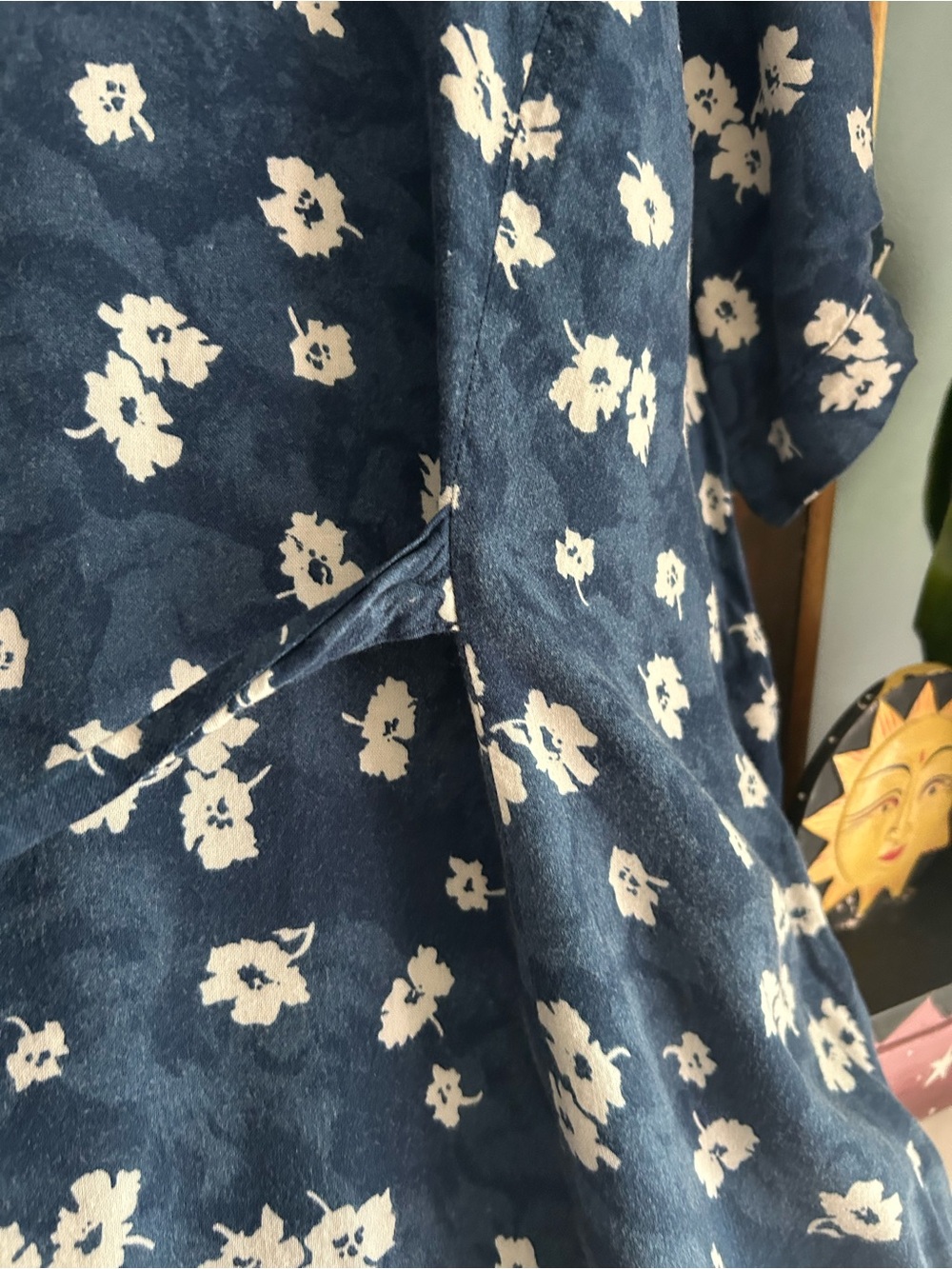 Vintage Cotton Ginny Plus Blue Floral Rayon Button Front Dress L Made Canada - Picture 3 of 15